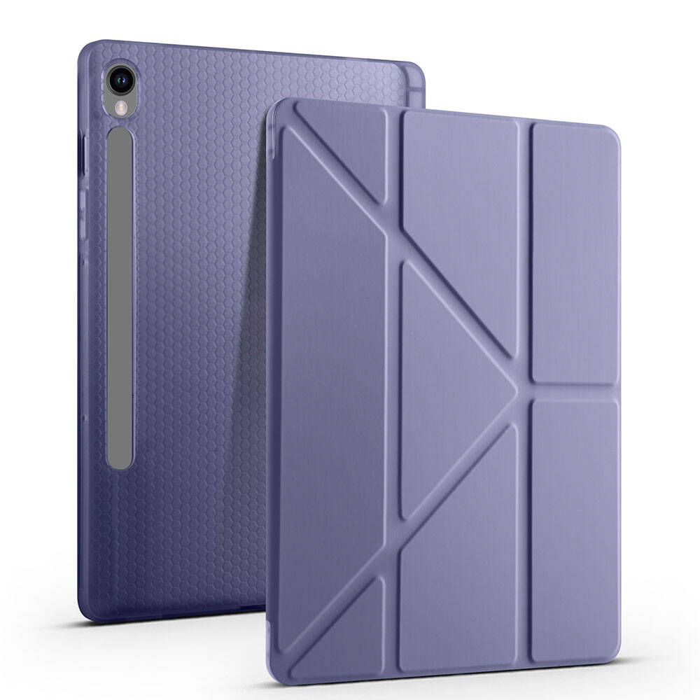 Samsung Galaxy Tab S9 Uyumlu Kılıf Zore Tri Folding Kalem Bölmeli Standlı Kılıf - 15