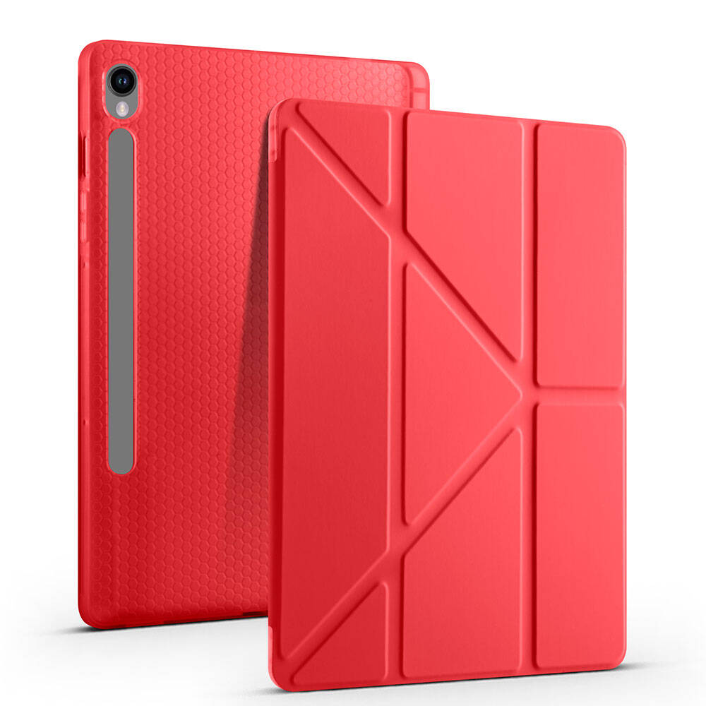 Samsung Galaxy Tab S9 Uyumlu Kılıf Zore Tri Folding Kalem Bölmeli Standlı Kılıf - 16