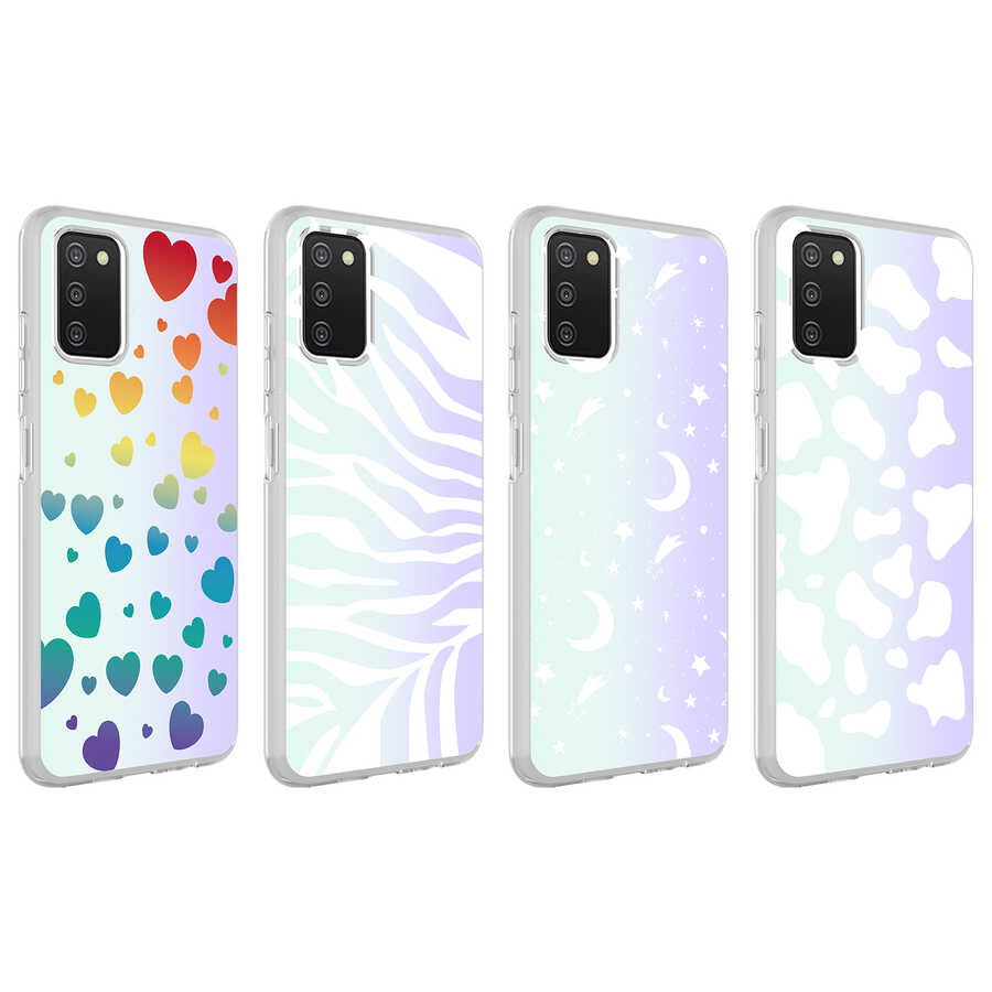 Samsung Galaxy A03S Uyumlu Kılıf Zore M-Blue Desenli Kapak - 1