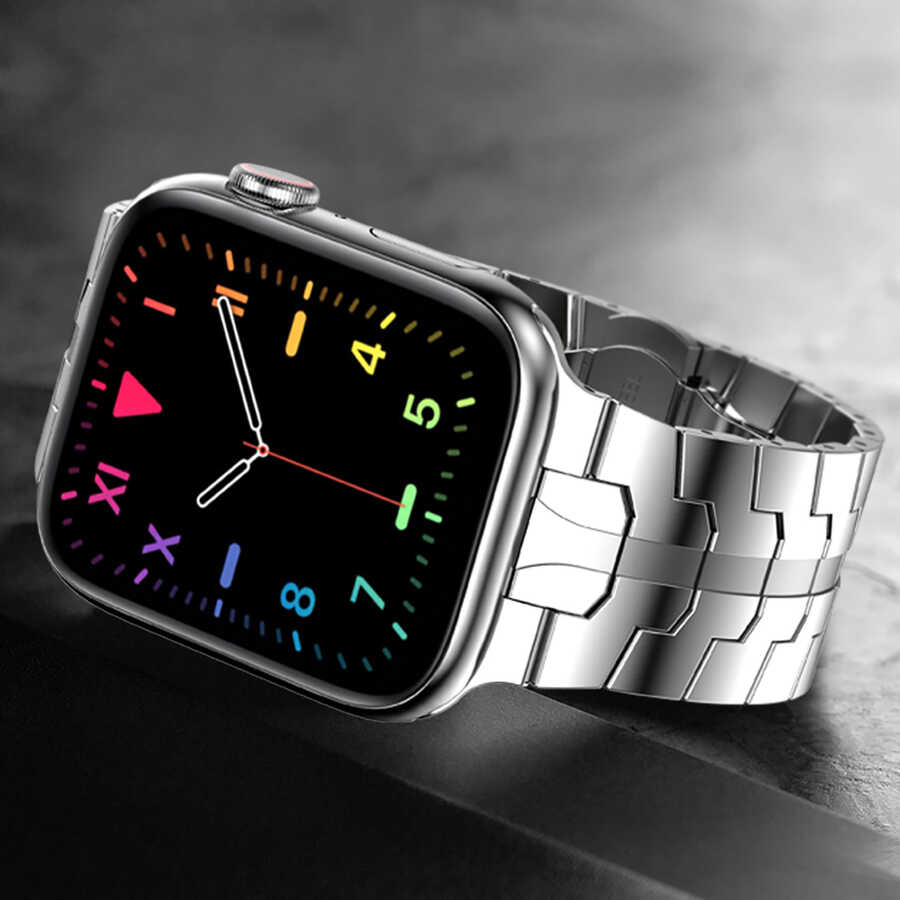 ​​​Apple Watch 7 45mm Uyumlu KRD-63 Metal Kordon - 9