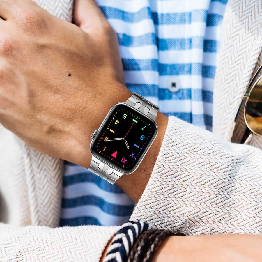 ​​​Apple Watch 7 45mm Uyumlu KRD-63 Metal Kordon - 13
