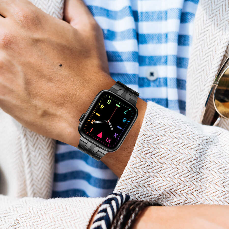 ​​​Apple Watch 7 45mm Uyumlu KRD-63 Metal Kordon - 15