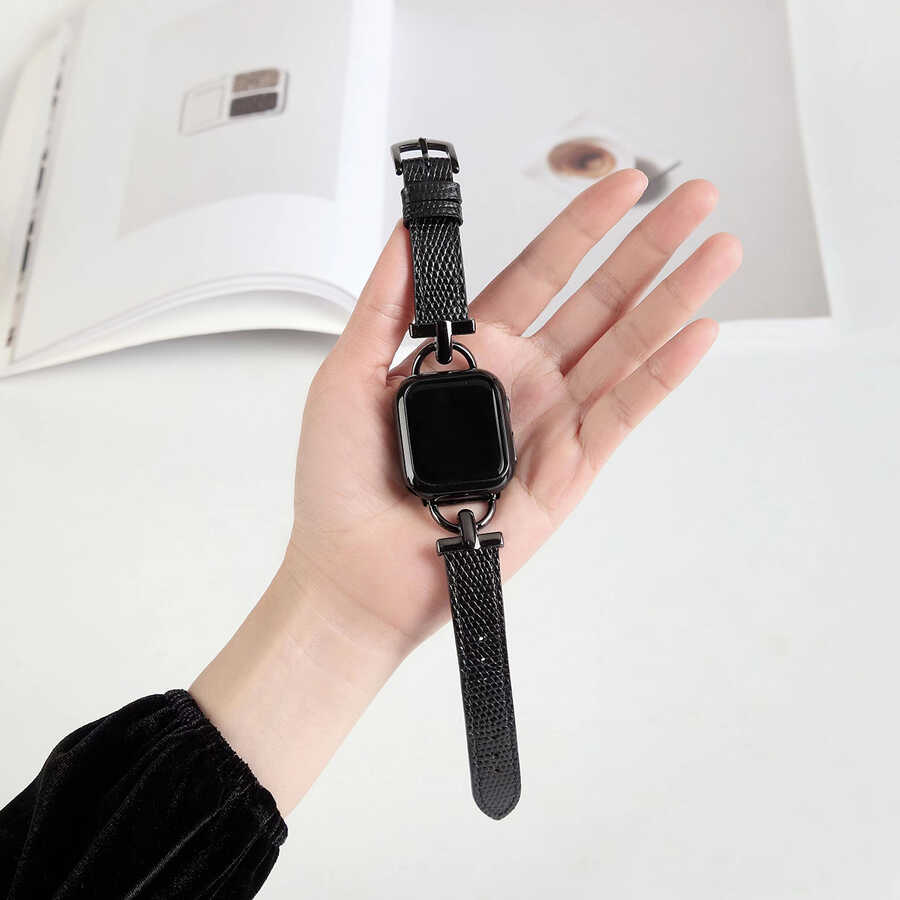 ​​​Apple Watch 7 45mm Uyumlu KRD-53 Deri Kordon - 3