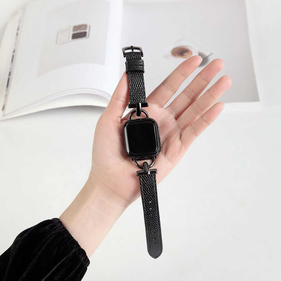​​​Apple Watch 7 45mm Uyumlu KRD-53 Deri Kordon - 7