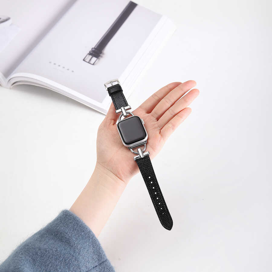 ​​​Apple Watch 7 45mm Uyumlu KRD-53 Deri Kordon - 9