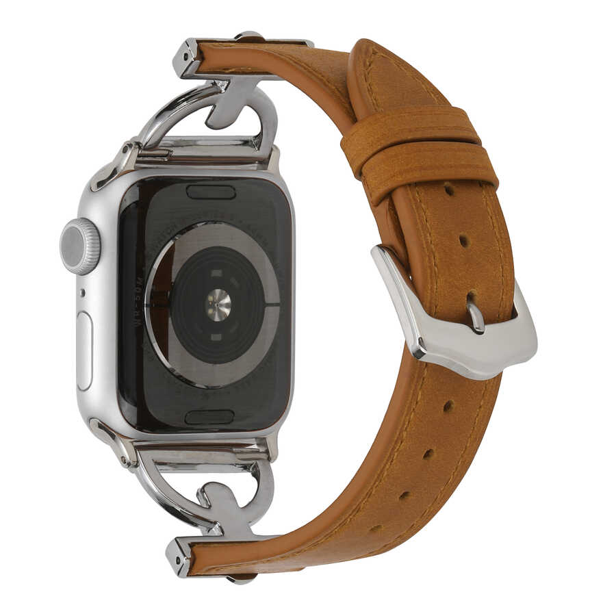 ​​​Apple Watch 7 45mm Uyumlu KRD-53 Deri Kordon - 14