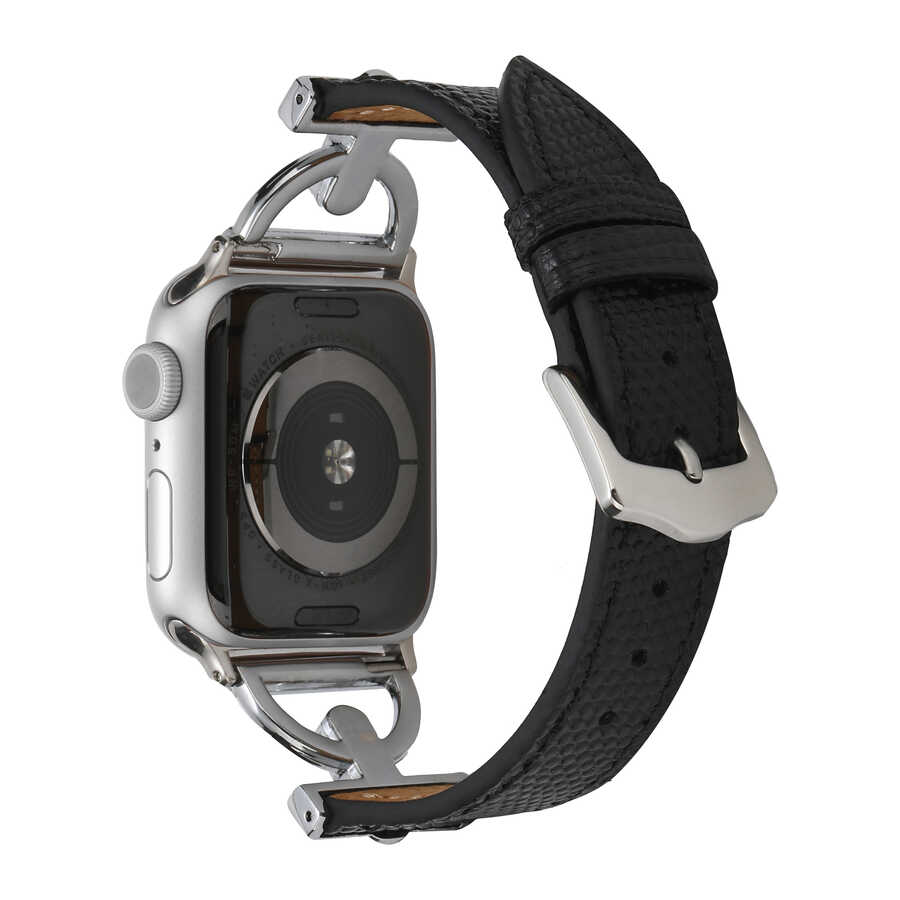 ​​​Apple Watch 7 45mm Uyumlu KRD-53 Deri Kordon - 15