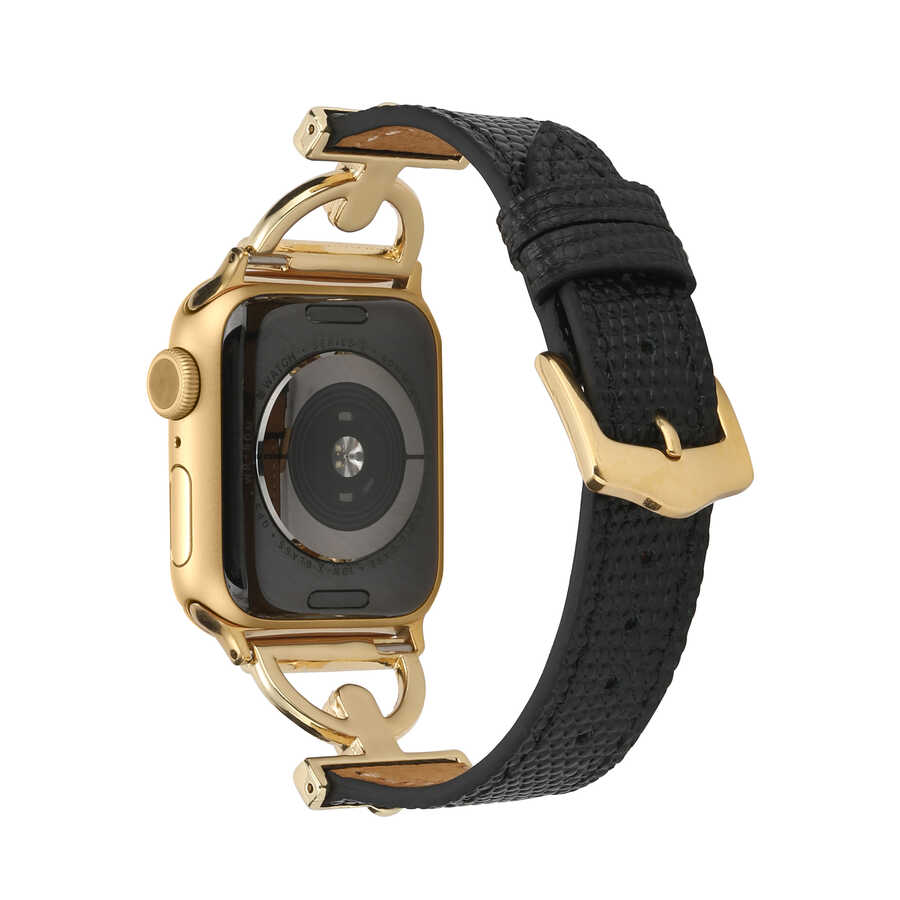 ​​​Apple Watch 7 45mm Uyumlu KRD-53 Deri Kordon - 16