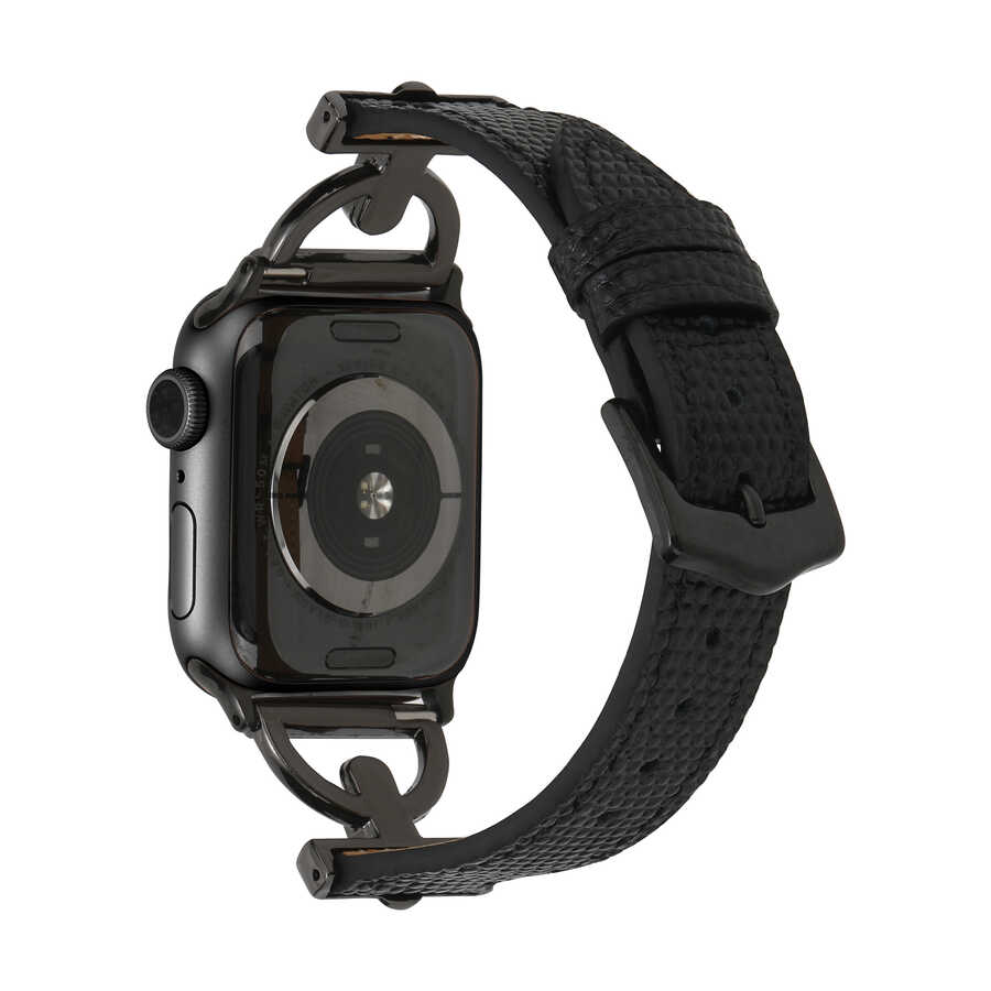 ​​​Apple Watch 7 45mm Uyumlu KRD-53 Deri Kordon - 17