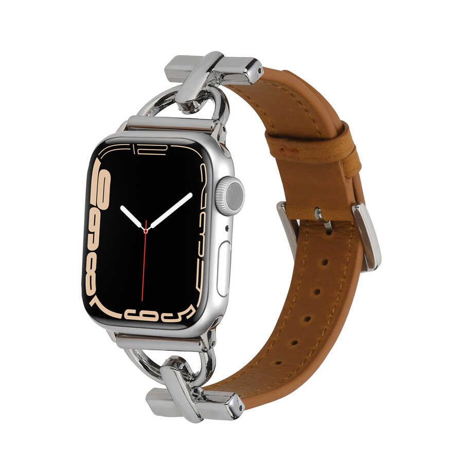 ​​​Apple Watch 7 45mm Uyumlu KRD-53 Deri Kordon - 19