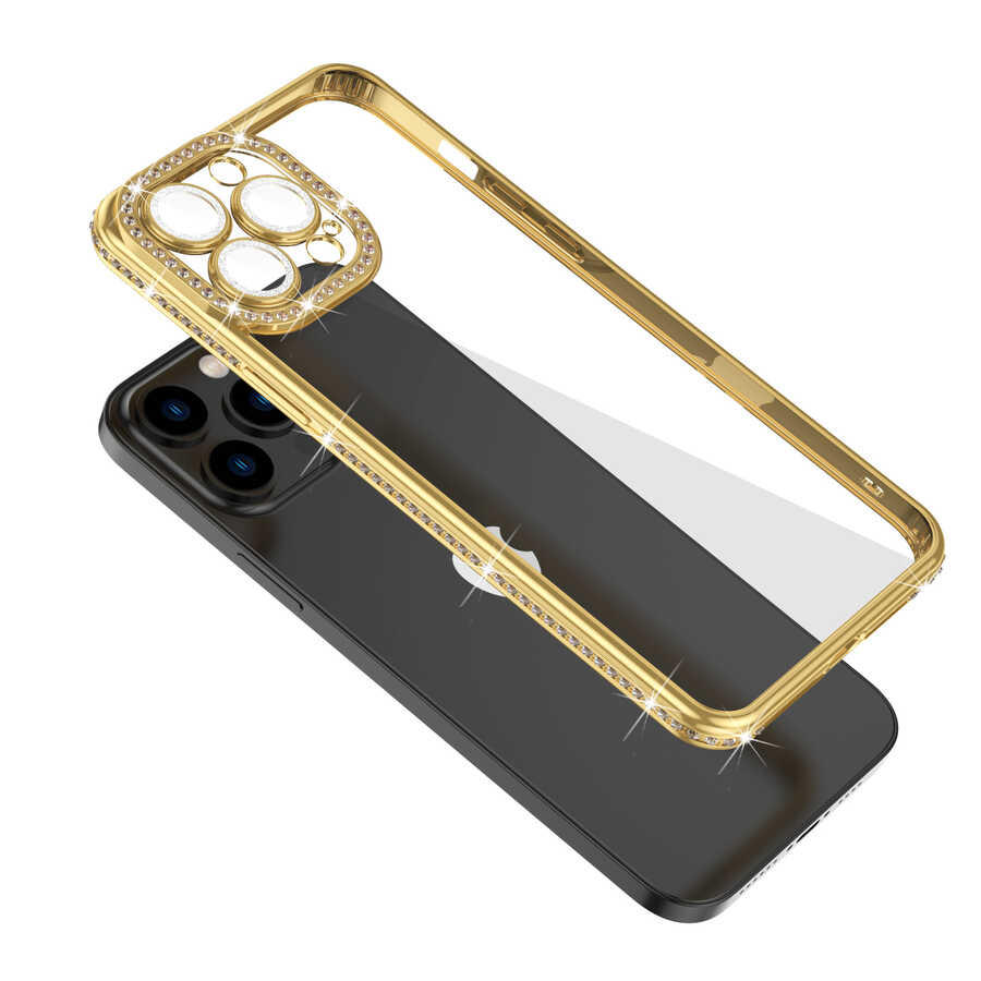 Apple iPhone 13 Pro Uyumlu Kılıf Kamera Korumalı Taşlı Zore Mina Kapak - 2