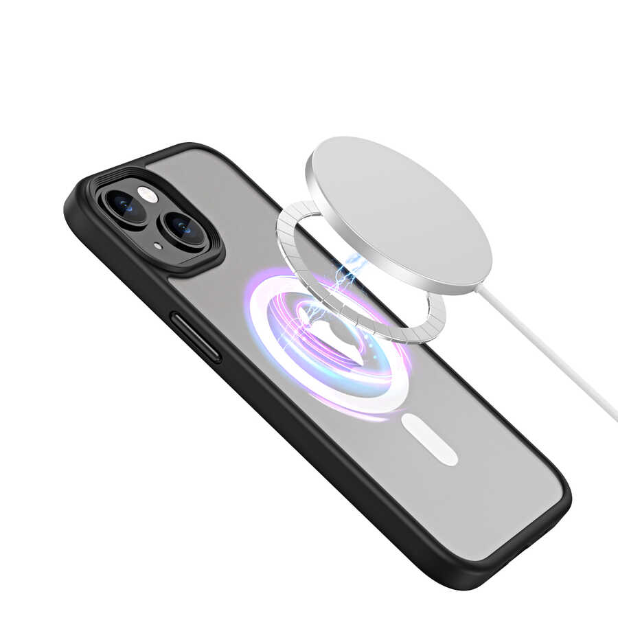 Apple iPhone 14 Plus Uyumlu Kılıf Wireless Şarj Özellikli Zore Hibrit Magsafe Kapak - 1