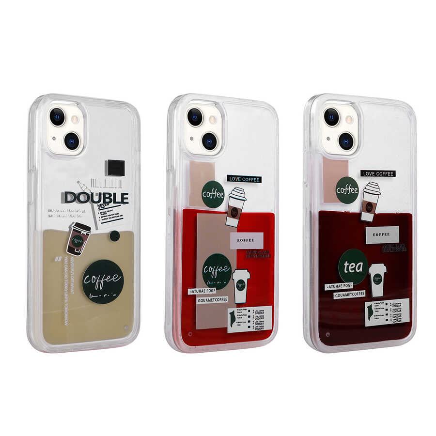 Apple iPhone 14 Uyumlu Kılıf Desenli Sıvılı Zore Drink Silikon Kapak - 1
