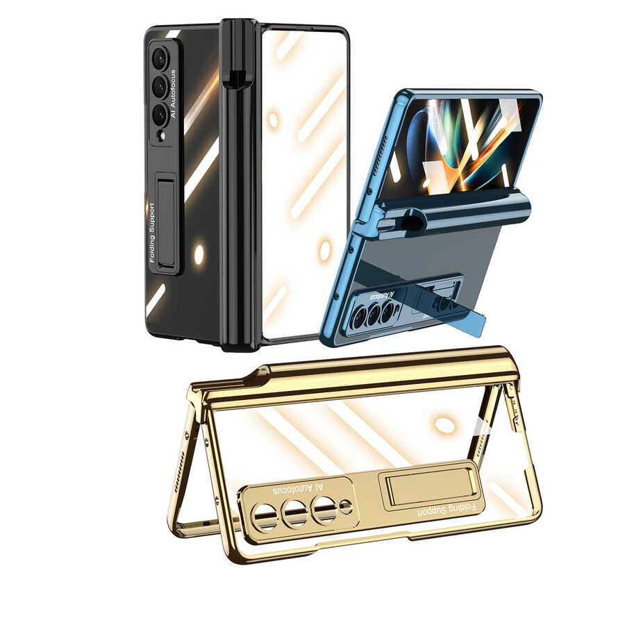 Samsung Galaxy Z Fold 4 Uyumlu Kılıf Zore Kıpta Standlı Kalem Bölmeli Kapak - 1