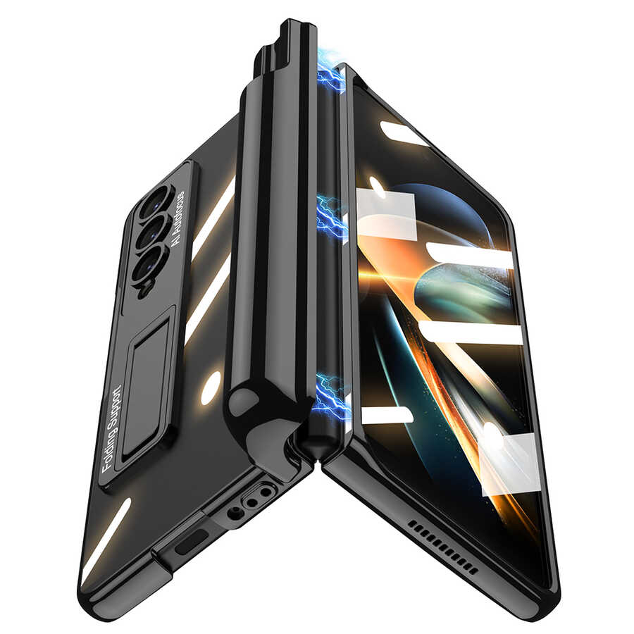 Samsung Galaxy Z Fold 4 Uyumlu Kılıf Zore Kıpta Standlı Kalem Bölmeli Kapak - 2
