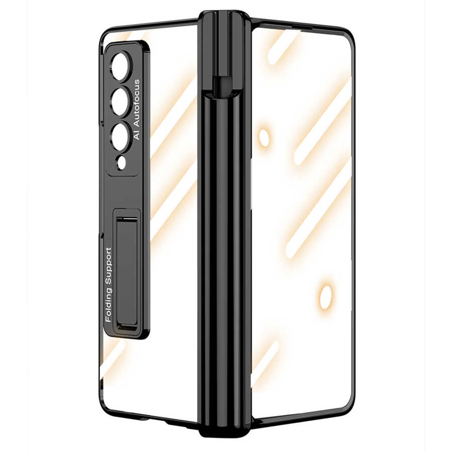 Samsung Galaxy Z Fold 4 Uyumlu Kılıf Zore Kıpta Standlı Kalem Bölmeli Kapak - 4