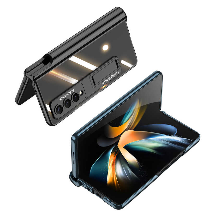 Samsung Galaxy Z Fold 4 Uyumlu Kılıf Zore Kıpta Standlı Kalem Bölmeli Kapak - 8