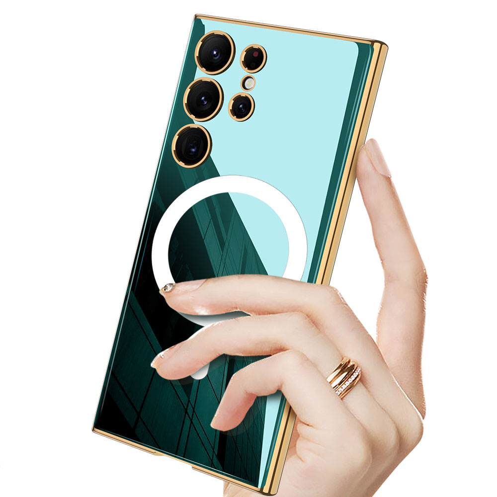 Samsung Galaxy S23 Ultra Uyumlu Kılıf Wireless Şarj Özellikli Kenarları Elektroplating Kaplama Aynalı Zore Kent Kapak - 3