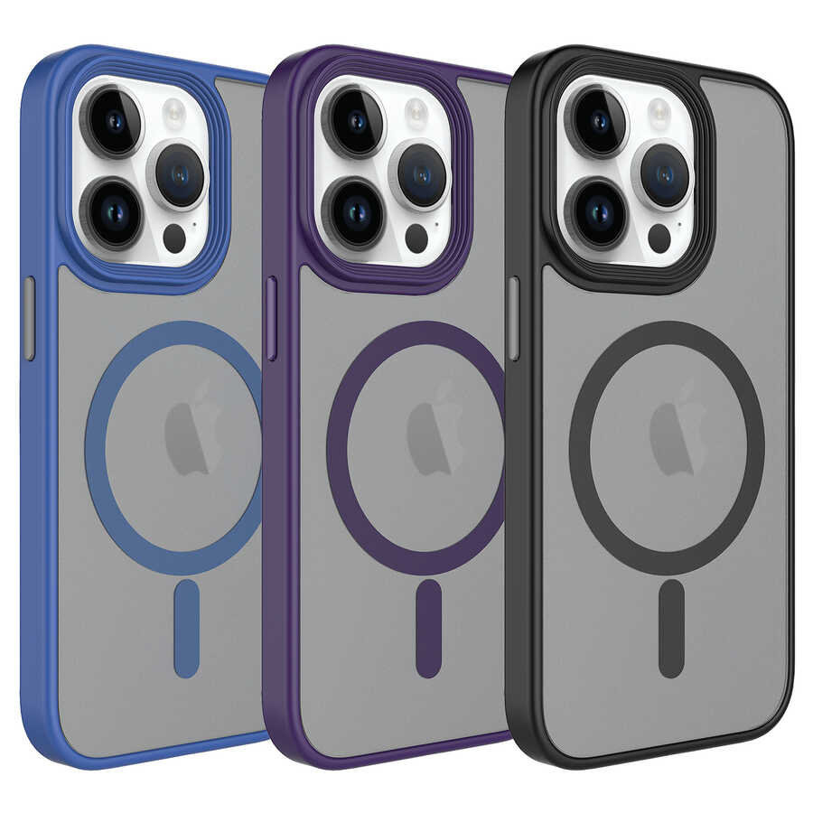 Apple iPhone 12 Pro Max Uyumlu Kılıf Mat Arka Yüzey Wireless Şarj Özellikli Zore Flet Magsafe Kapak - 1