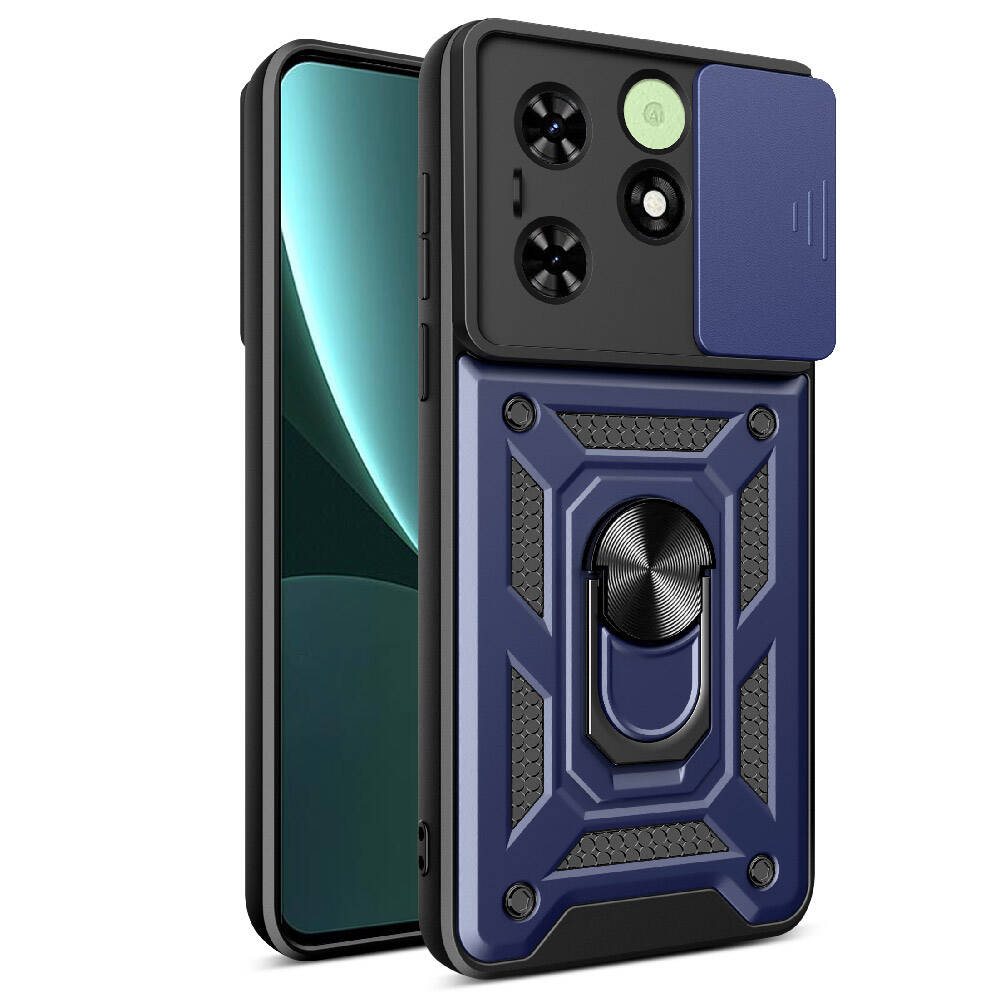 Tecno Spark 20C Uyumlu Kılıf Magnetik Standlı Kamera Korumalı Zore Sürgülü Vega Kapak