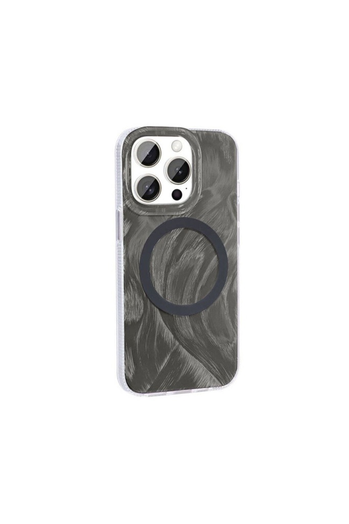 Apple iPhone 15 Pro Uyumlu Kılıf M-safe Şarj Özellikli Fırça Boya Desenli Zore Palet Kapak