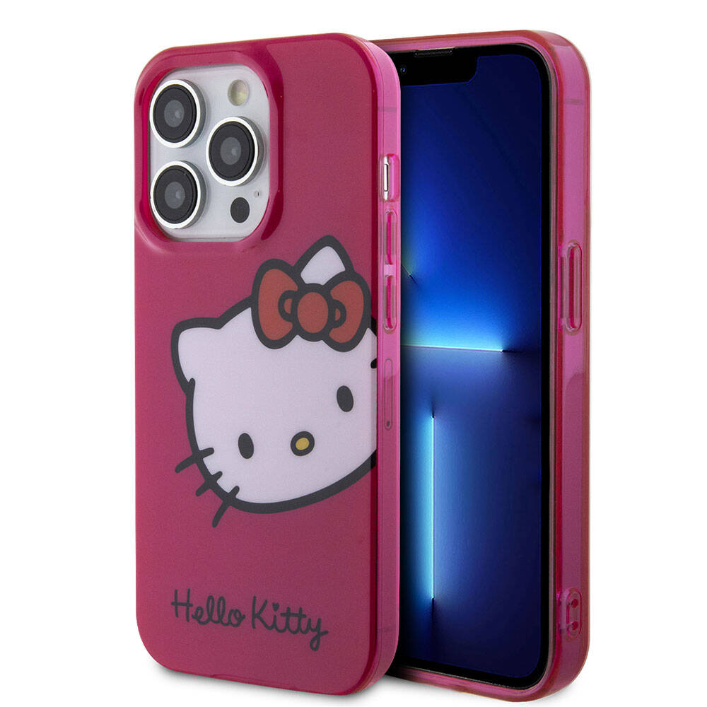 Apple iPhone 15 Pro Uyumlu Kılıf Hello Kitty Orjinal Lisanslı Yazı ve İkonik Logolu Kitty Head Kapak