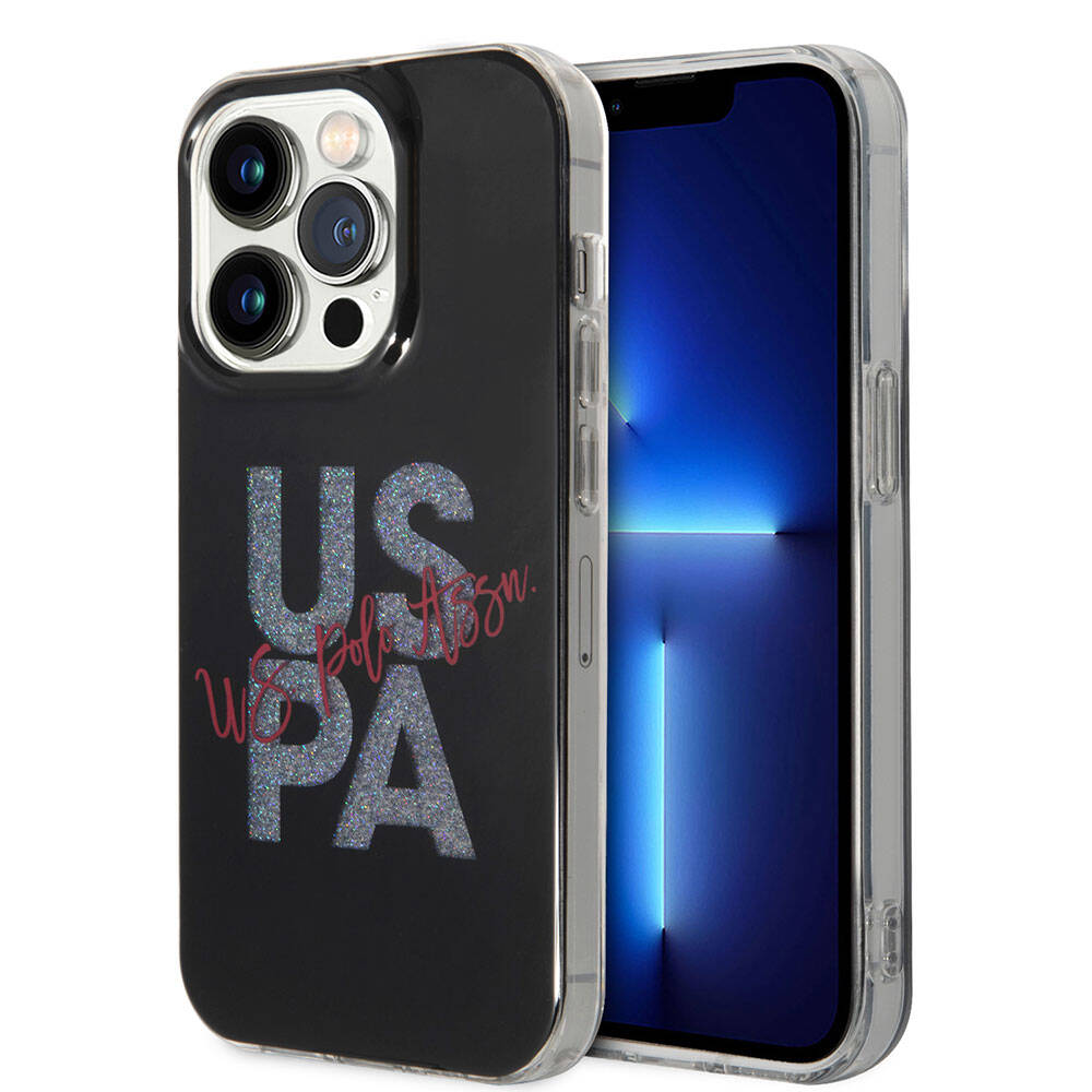 Apple iPhone 15 Pro Uyumlu Kılıf U.S. Polo Assn. Orjinal Lisanslı Simli Parlak Alfabe Tasarım Kapak