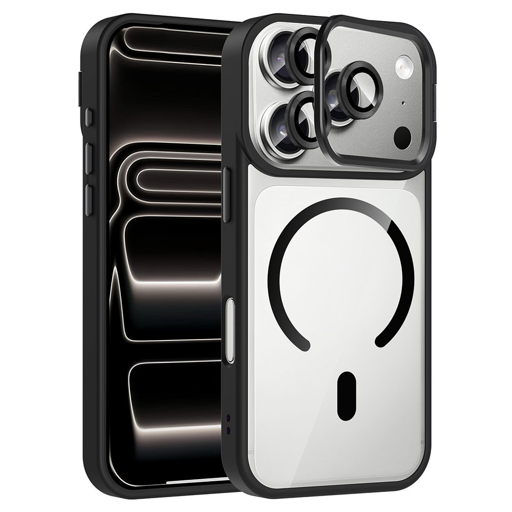 Apple iPhone 17 Pro Max Uyumlu Kılıf Standlı ve Kamera Lens Hediyeli M-Safe Şarj Özellikli Zore Etro Kapak
