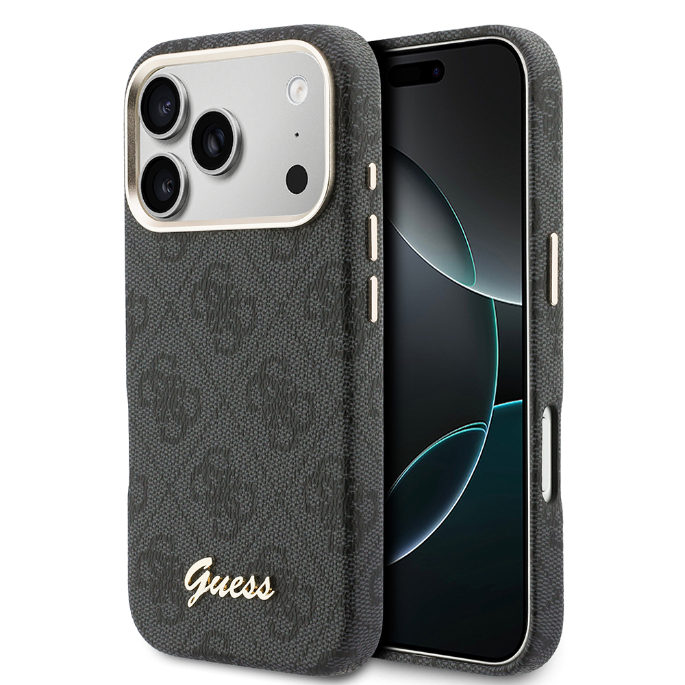 Apple iPhone 17 Pro Max Uyumlu Kılıf Guess Orjinal Lisanslı M-safe Şarj Özellikli Script Yazı Logolu 4G Desenli Kapak