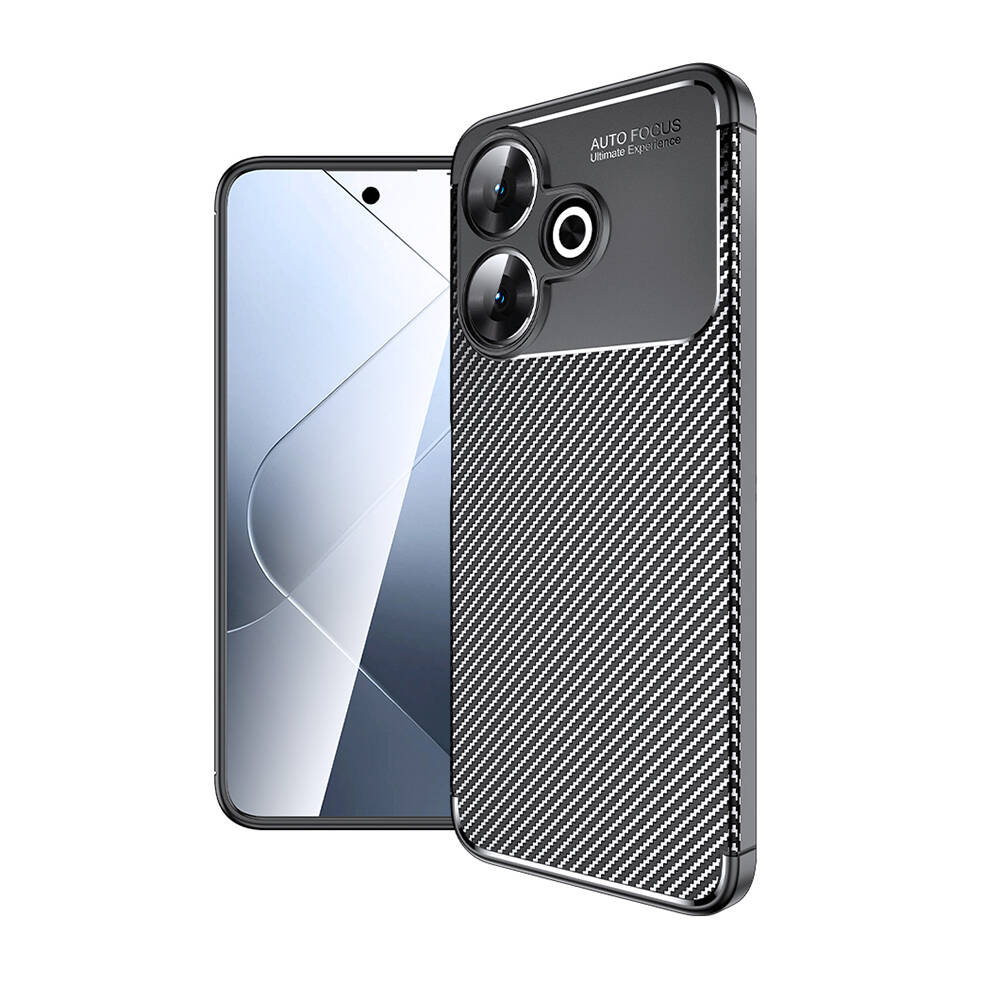 Xiaomi Redmi 13 4G Uyumlu Kılıf Silikon Karbon Tasarımlı Esnek Zore Negro Silikon Kapak