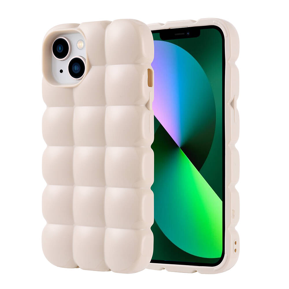 Apple iPhone 13 Uyumlu Kılıf Silikon Parlak Esnek Yumuşak Kabartmalı Zore Dom Dom Kapak