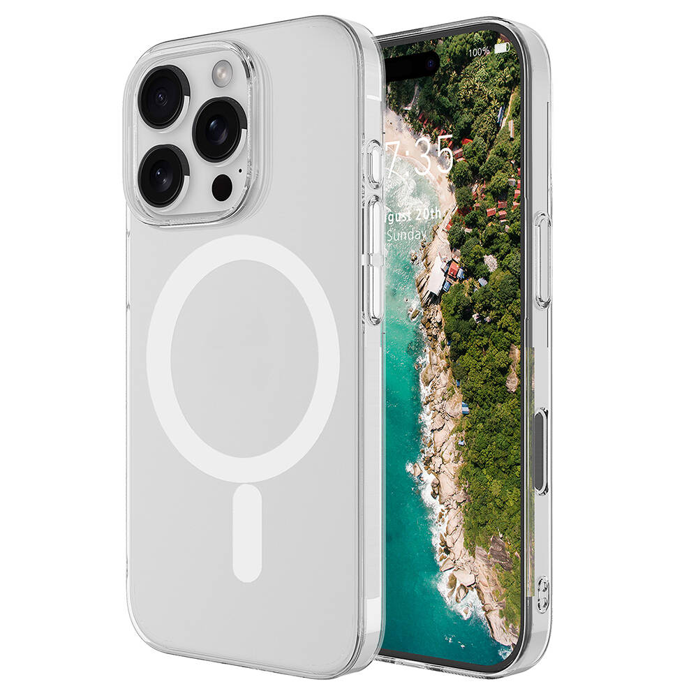 Apple iPhone 16 Pro Uyumlu Kılıf Zore M-safe Şarj Özellikli Şeffaf Tek Kamera Çerçeveli Porto Kapak