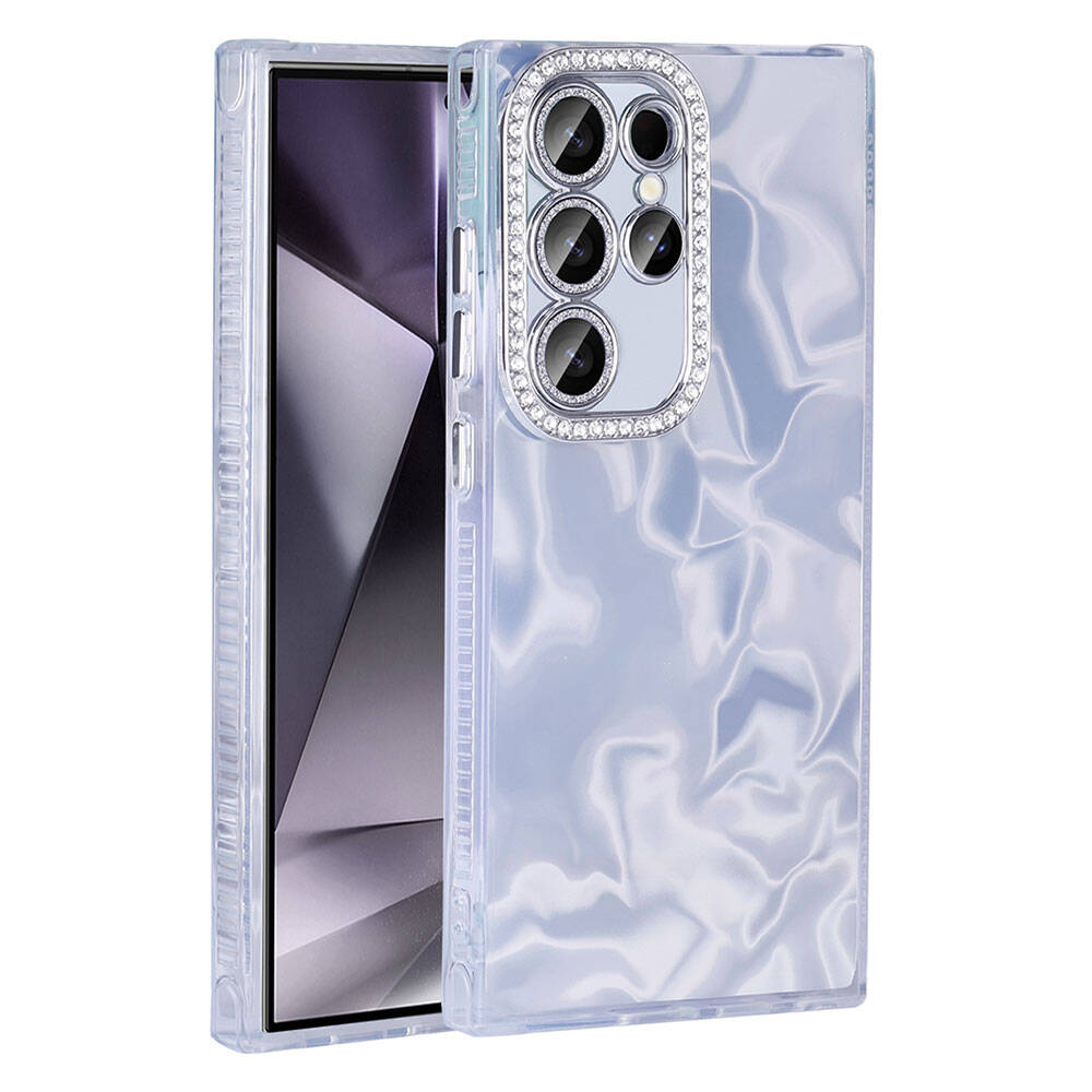 Samsung Galaxy S23 Ultra Uyumlu Kılıf Airbagli Parlak Taş Detay Tasarımlı Zore Esila Kapak