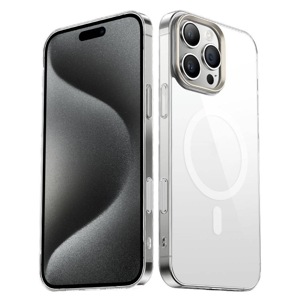 Apple iPhone 16 Pro Uyumlu Kılıf M-safe Şarj Özellikli Şeffaf Cam Arka Yüzey Zore G-Glass Kapak