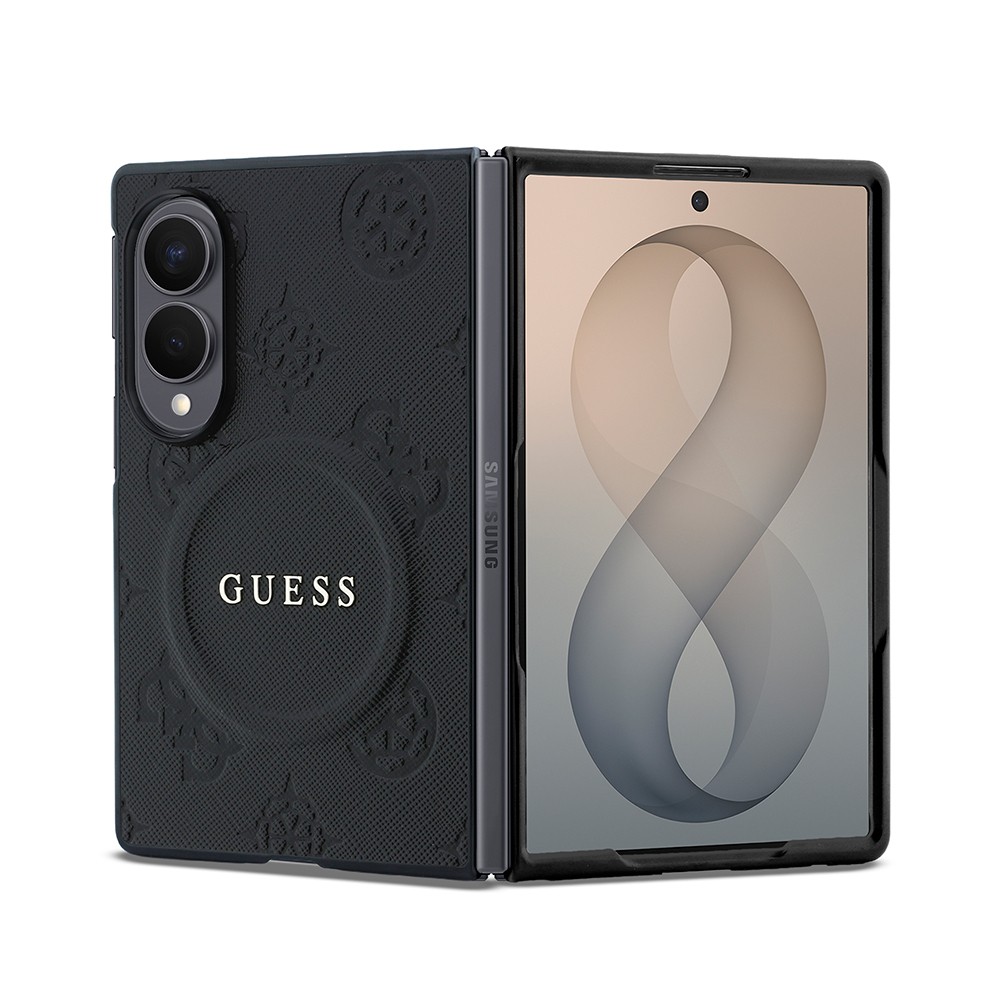 Samsung Galaxy Z Fold 8 Uyumlu Kılıf Guess Orjinal Lisanslı M-safe Şarj Özellikli Peony Sıcak Baskılı Klasik Yazı Logolu Saffiano Kapak