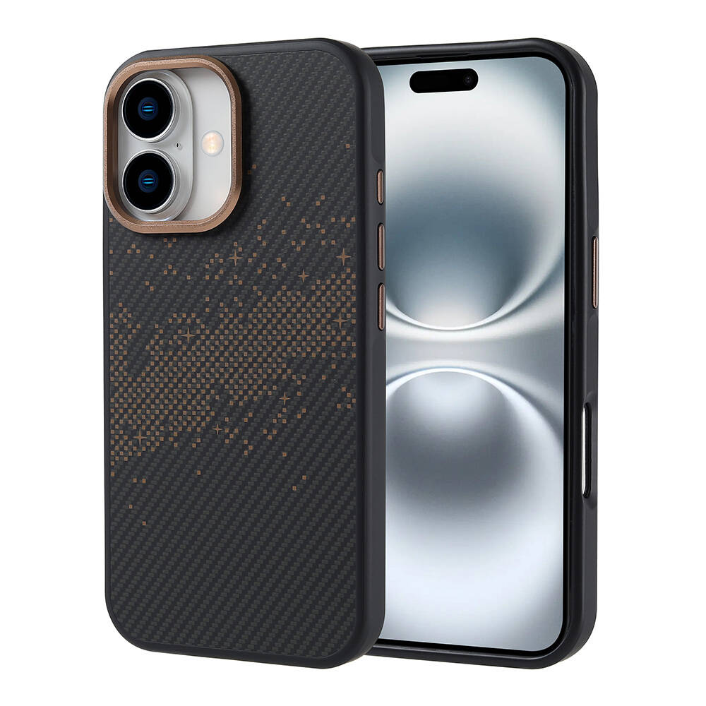 Apple iPhone 16 Uyumlu Kılıf M-safe Şarj Özellikli Karbon Fiber Tasarımlı Zore Vave Kapak