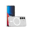 Samsung Galaxy S24 FE Uyumlu Kılıf M-safe Şarj Özellikli Parlayan Simli Saydam Renkli Zore Allstar Kapak