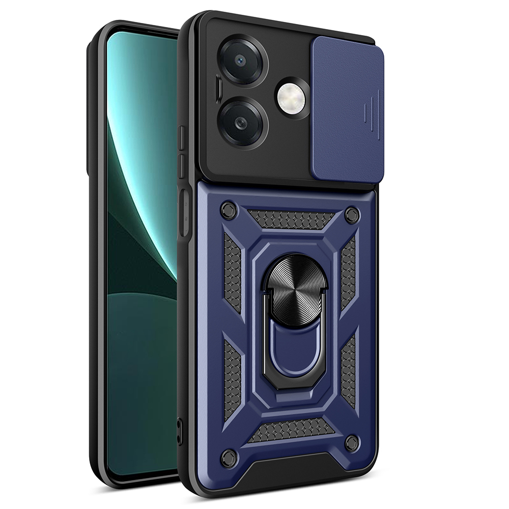 Oppo A3 Uyumlu Kılıf Magnetik Standlı Kamera Korumalı Zore Sürgülü Vega Kapak