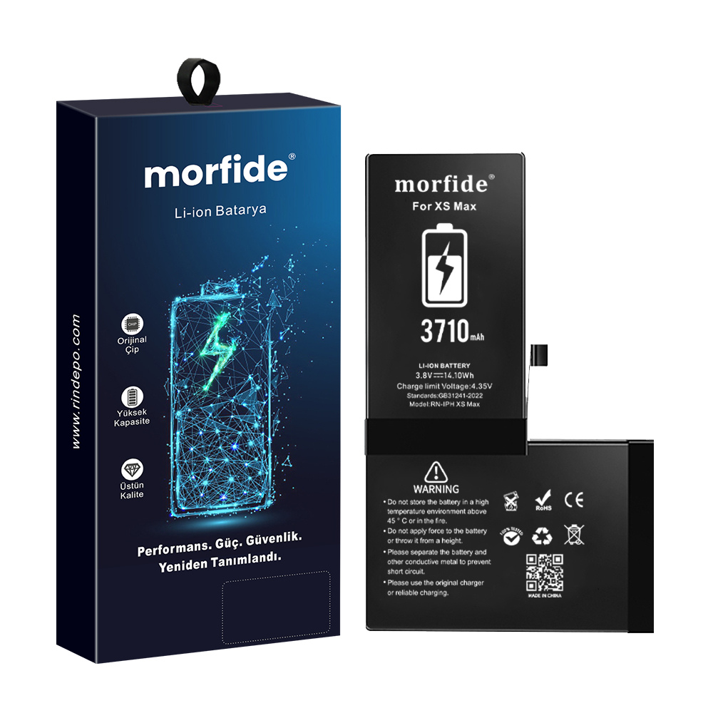 Apple iPhone XS Max Uyumlu 3710mAh Yüksek Kapasiteli Batarya Morfide M-Max – A Sınıf Hücre, 15 Ay Garantili