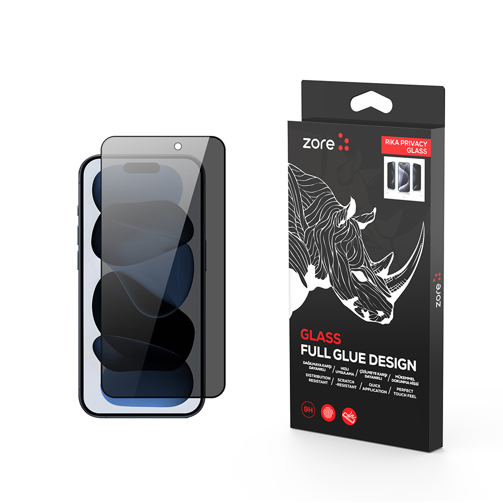 Apple iPhone 17 Air Uyumlu Zore Rika Premium Privacy Temperli Cam Ekran Koruyucu