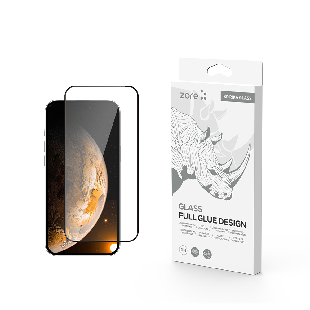 Apple iPhone 17 Uyumlu Zore Rika Premium Temperli Cam Ekran Koruyucu