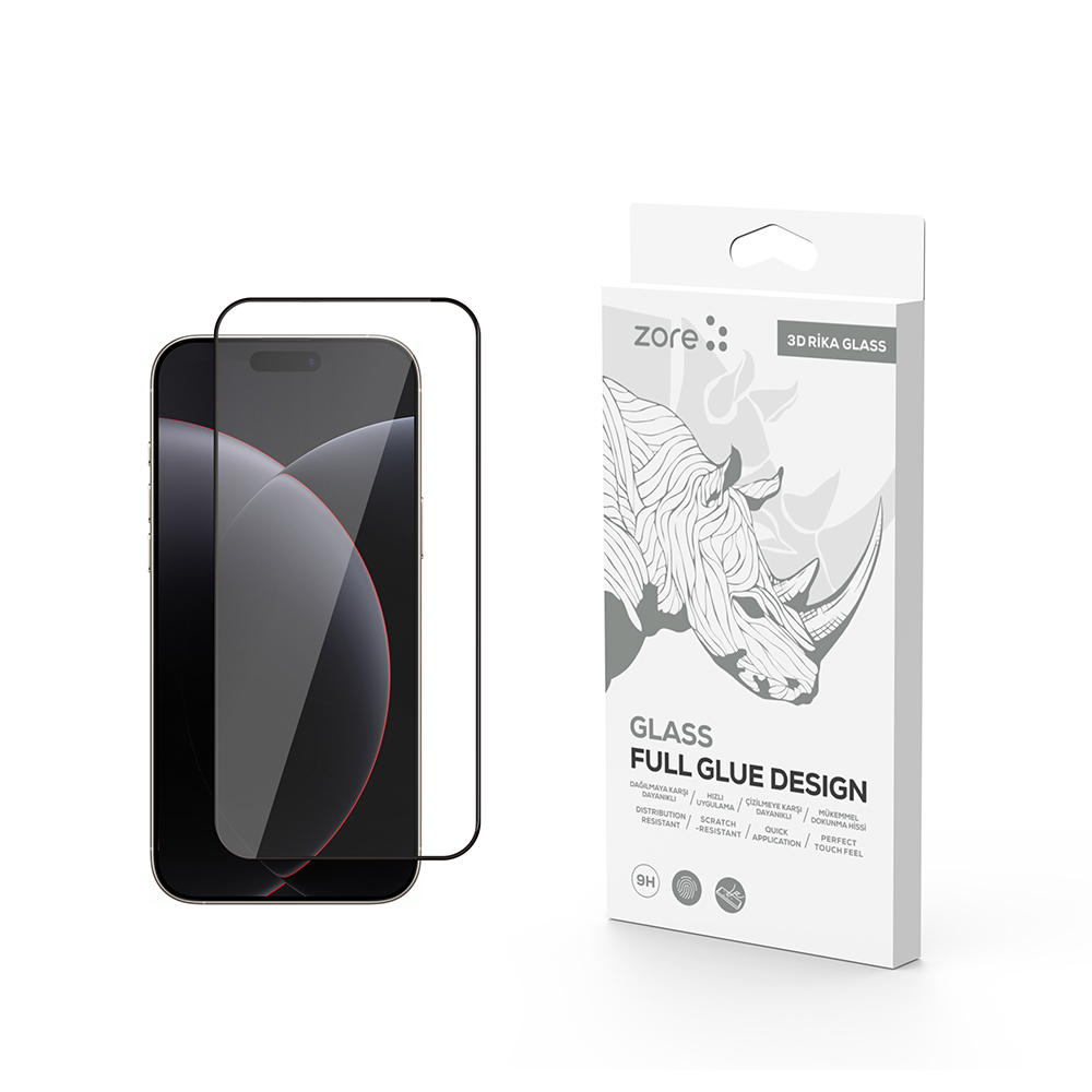 Apple iPhone 17 Pro Max Zore Rika Premium Temperli Cam Ekran Koruyucu