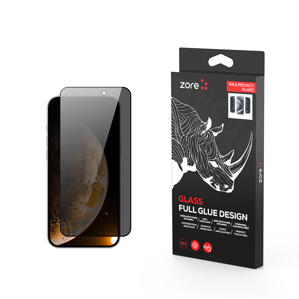 Apple iPhone 17 Uyumlu Zore Rika Premium Privacy Temperli Cam Ekran Koruyucu