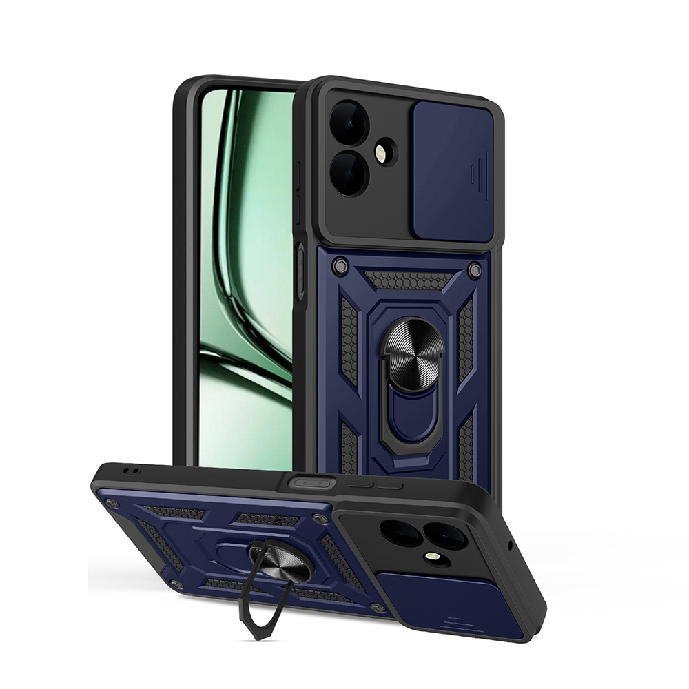 Samsung Galaxy A07 Uyumlu Kılıf Magnetik Standlı Kamera Korumalı Zore Sürgülü Vega Kapak