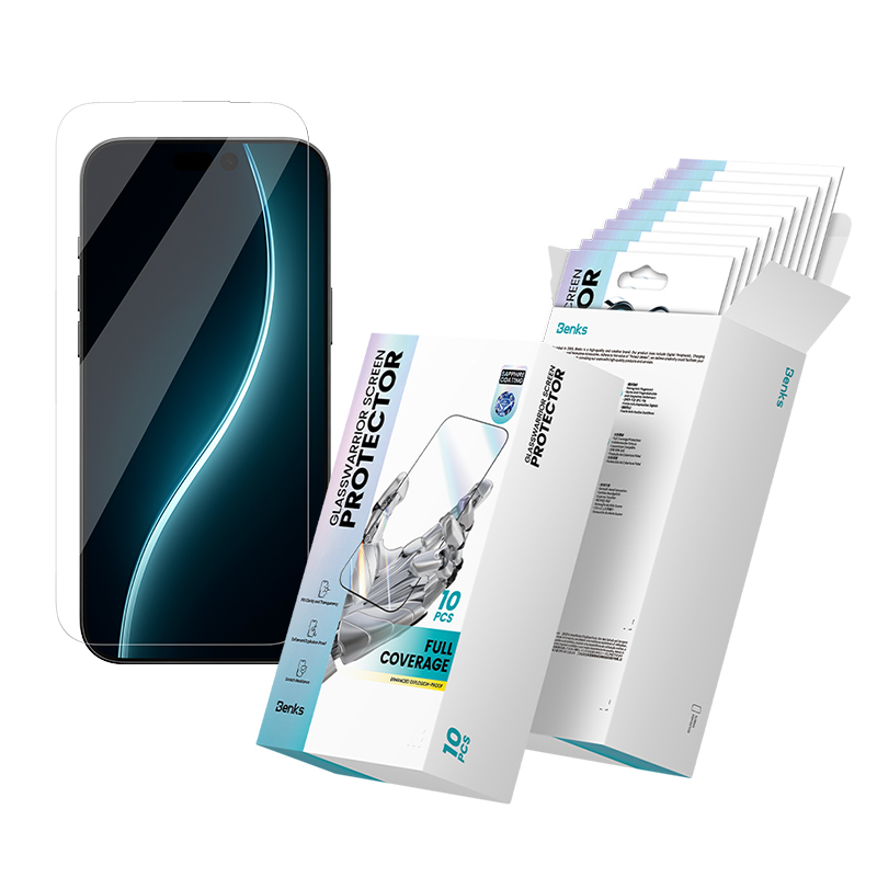 Apple iPhone 17 Uyumlu Benks Glass Warrior Safir Coating 0.3mm Cam Ekran Koruyucu 10'lu Paket