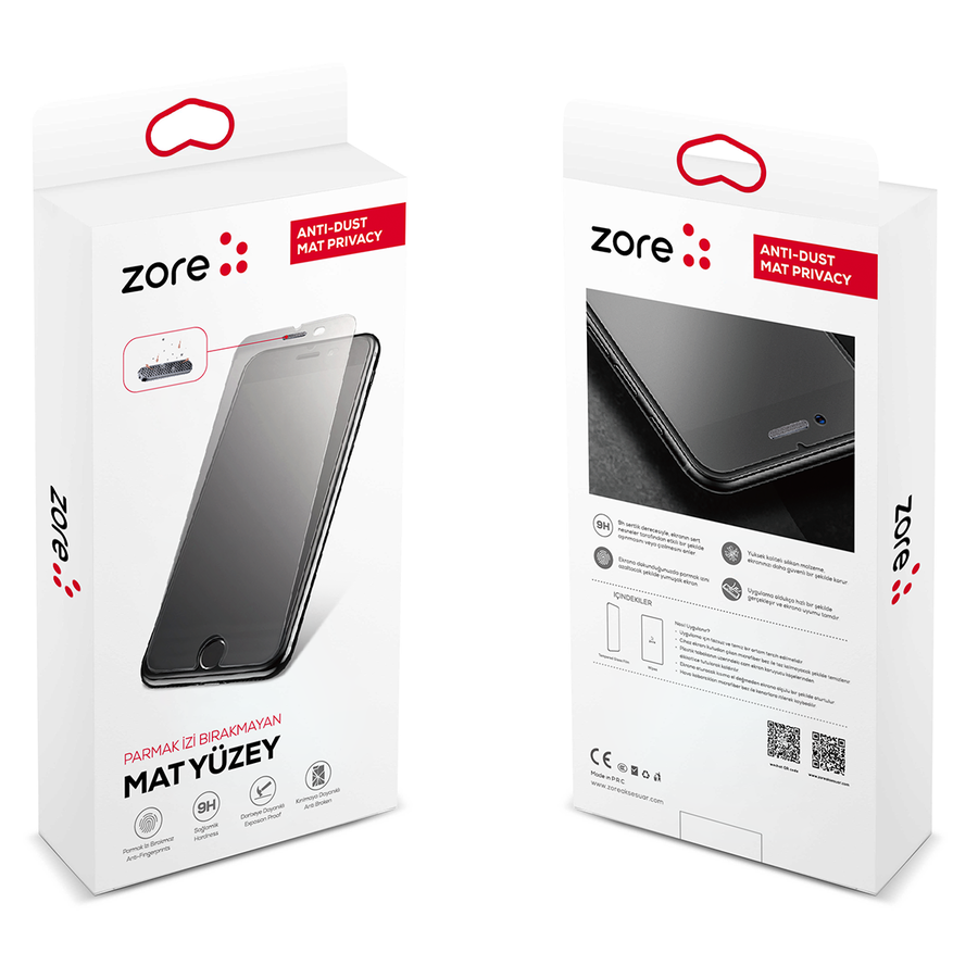 Apple iPhone 7 Plus Uyumlu Zore Anti-Dust Mat Privacy Temperli Ekran Koruyucu