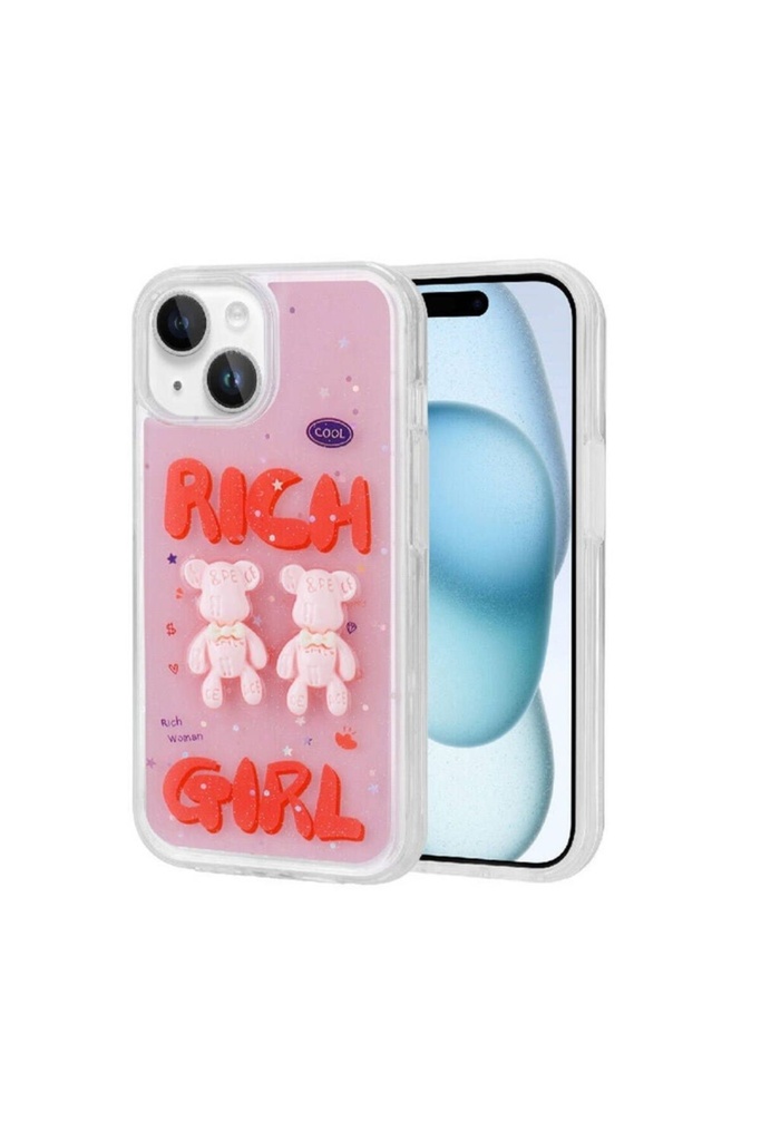 Apple iPhone 15 Plus Uyumlu Kılıf Kabartma Figürlü Parlak Zore Minimini Silikon Kapak