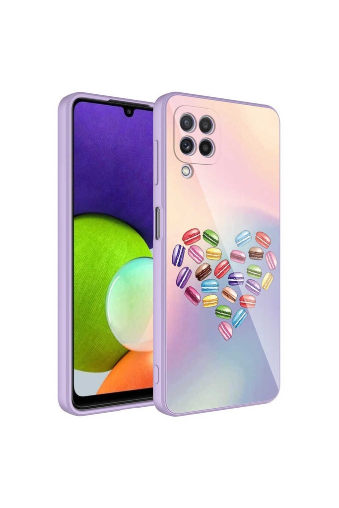 Samsung Galaxy A22 4G Uyumlu Kılıf Kamera Korumalı Desenli Sert Silikon Zore Epoksi Kapak