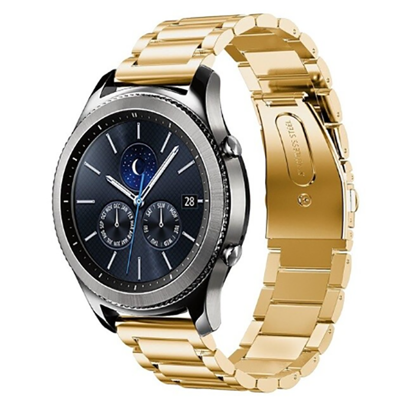Huawei Watch GT 3 46mm 22mm Uyumlu Kordon Paslanmaz Metal Baklalı Tasarım KRD-04 Kayış