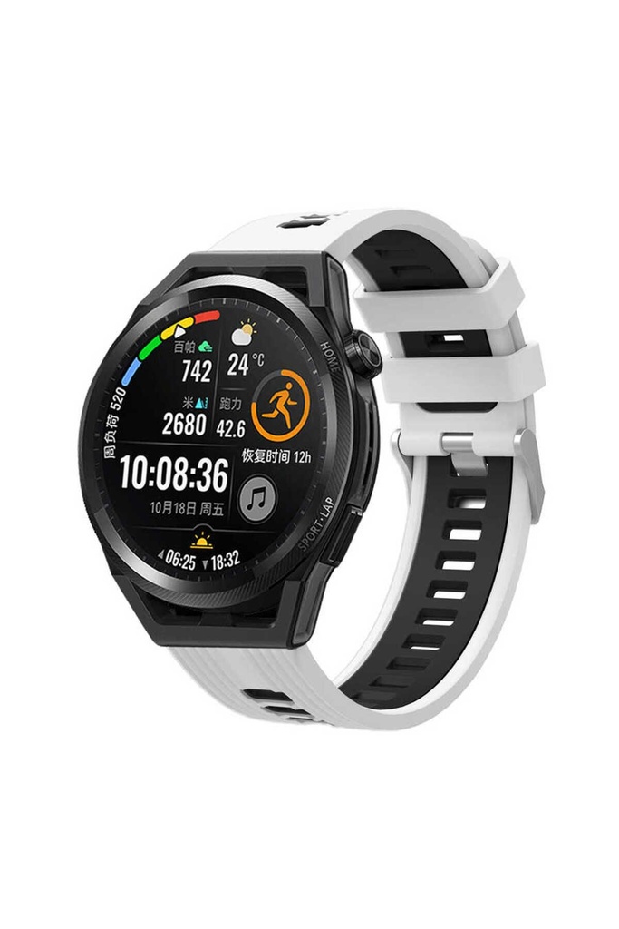 Samsung Galaxy Watch Active 2 44mm Uyumlu Kordon Silikon Çift Renkli Sportif KRD-55 Kayış